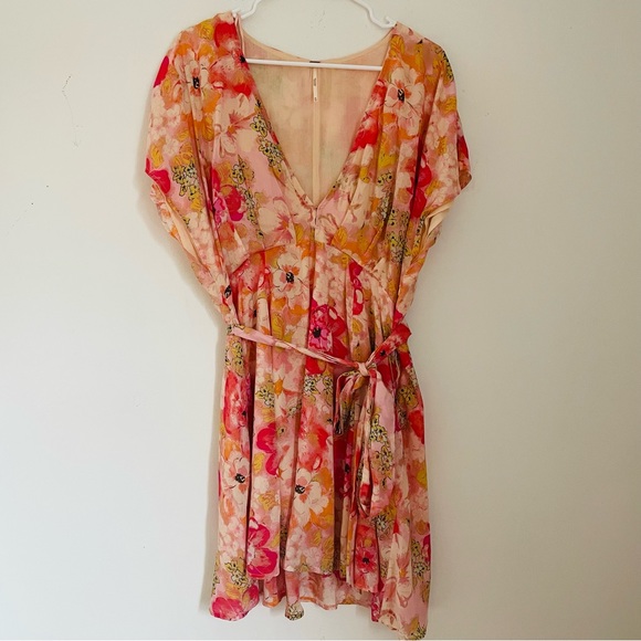 FREE PEOPLE Freddy Tie Waist Mini Dress in Fruit Punch Combo Size XL - Picture 6 of 16